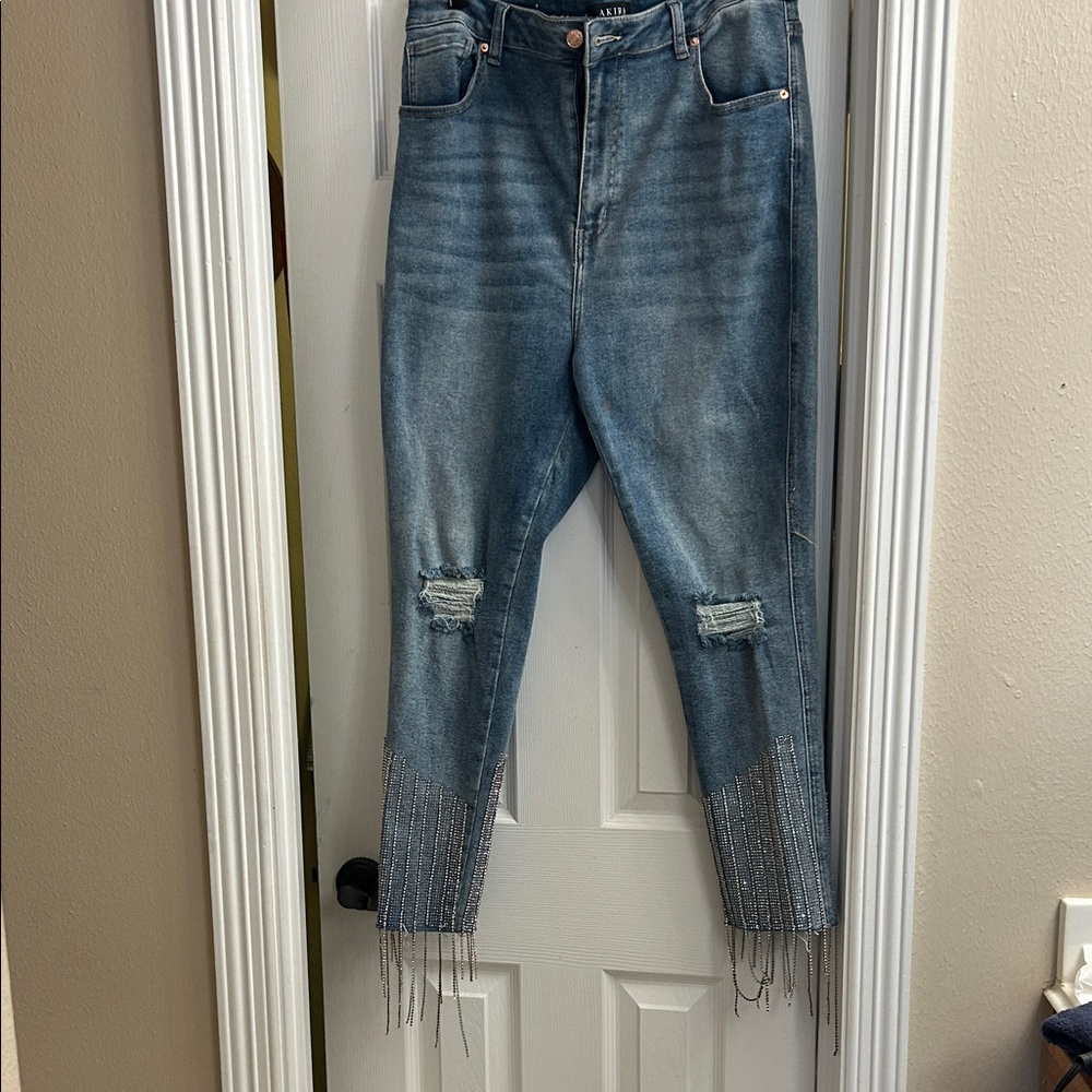 Stylish Blue Distressed Women Jeans by Akira